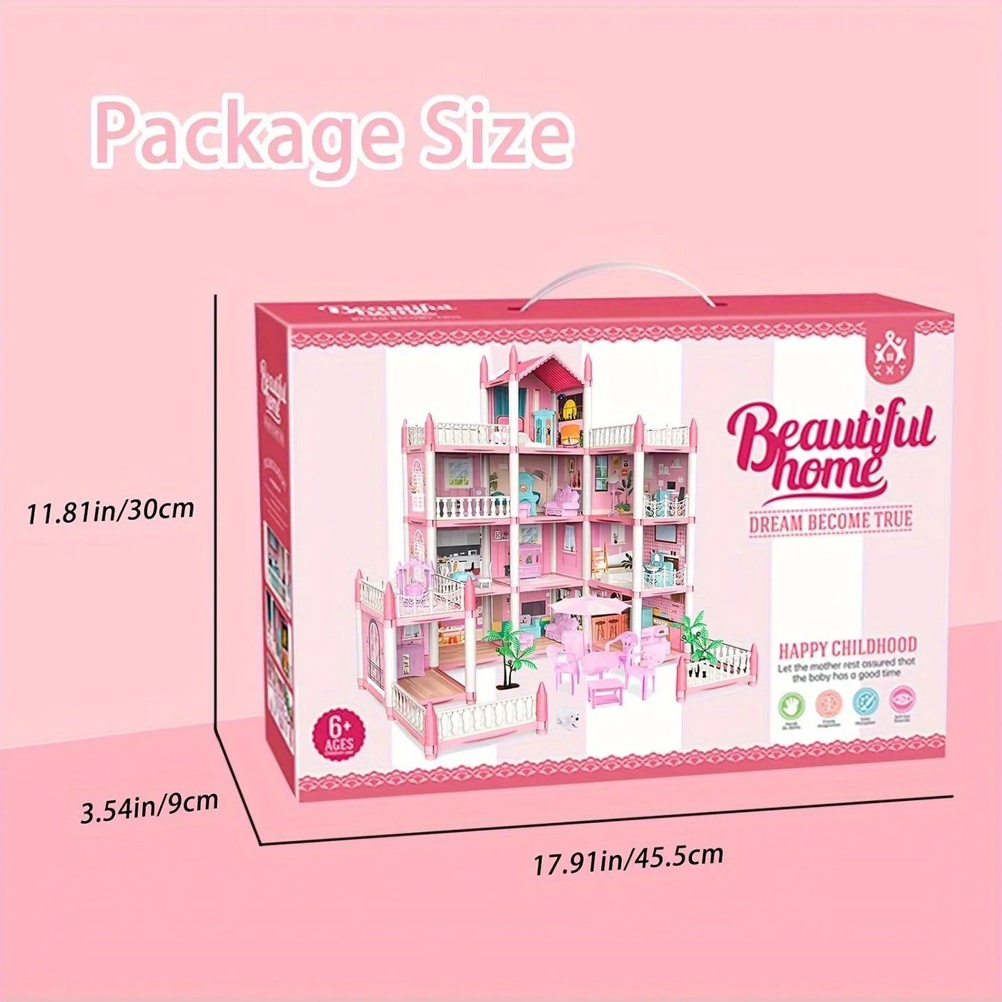 Children's Music Doll House Assembly Villa House 3D DIY Dream Princess Castle Villa Assembly Doll House Set Toy Girl Family Toy