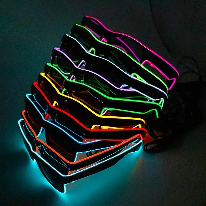 New Cool Flashing Glasses EL Wire LED Glasses Glowing Party Supplies Lighting Gift Bright Light Festival Party Glow Sunglasses