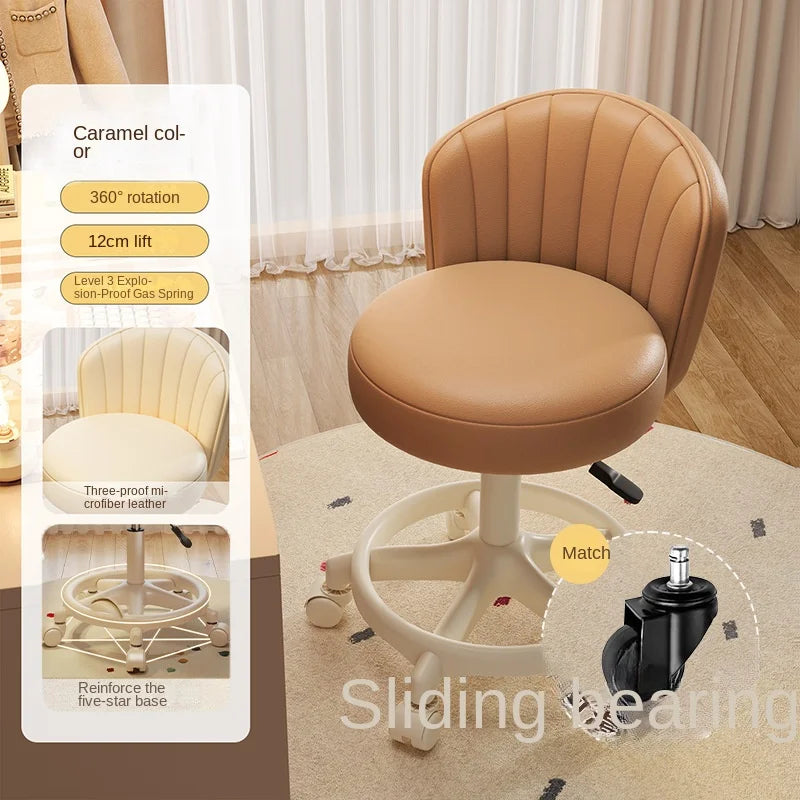 Ins Style Desk Chair Swivel Rolling Chair With Footrest Adjustable Height Home Computer Task Chair For Bedroom Make Up
