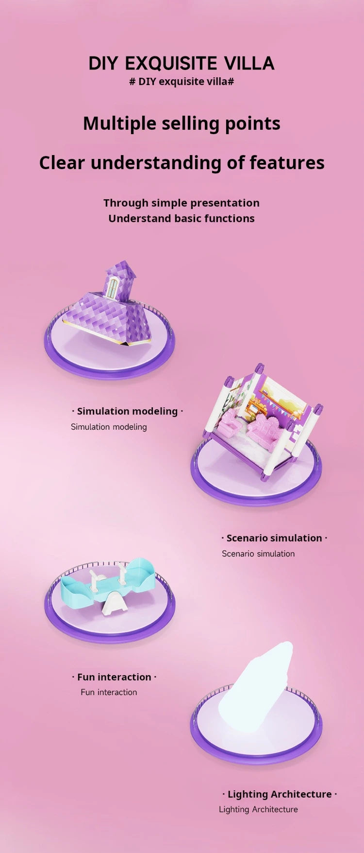 3D DIY Fantasy Princess Castle Villa Assembly Doll House Set Toys, Girls Home Toys & 3D Kids Toys