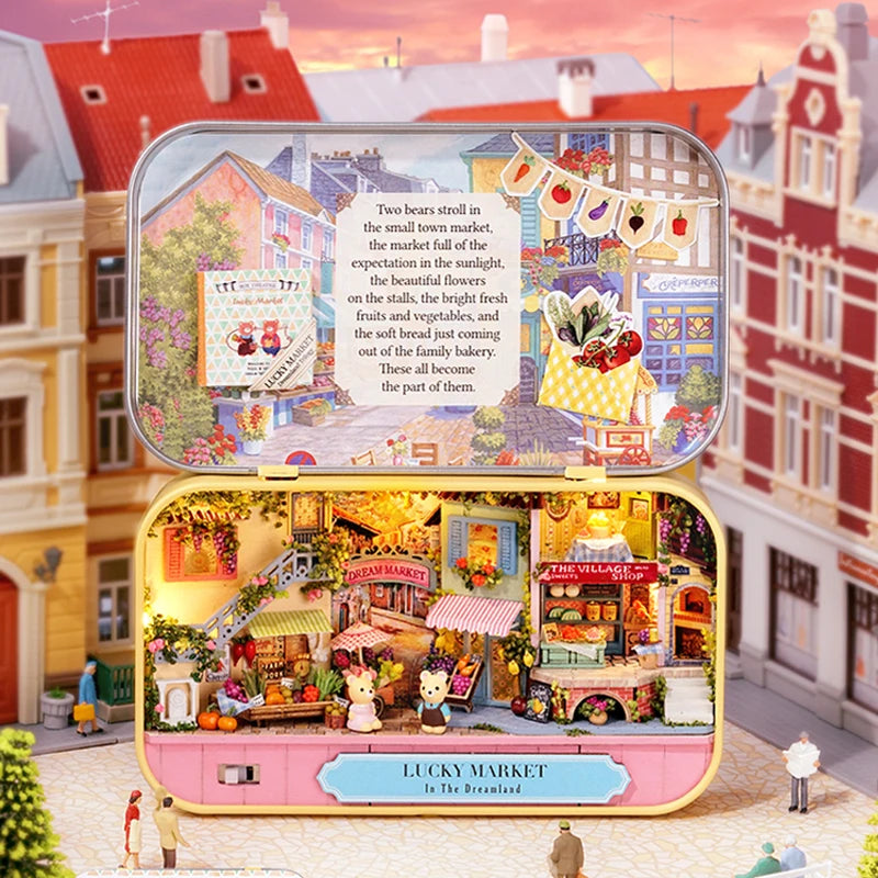 DIY Wood DollHouses Handmade Funny Box Theatre Miniature Box Cute Doll Houses 3D Puzzle Assembly Kits Birthday Gift Wooden Toys
