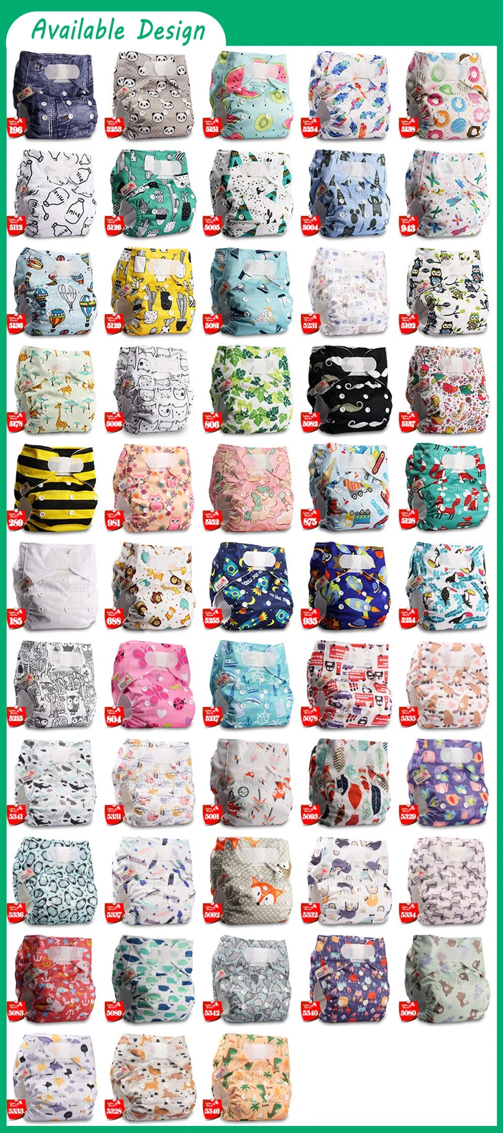 [Littles&Bloomz] Baby Washable Reusable Real Cloth STANDARD Hook-Loop Pocket Nappy Diaper Cover Wrap, suits Birth to Potty