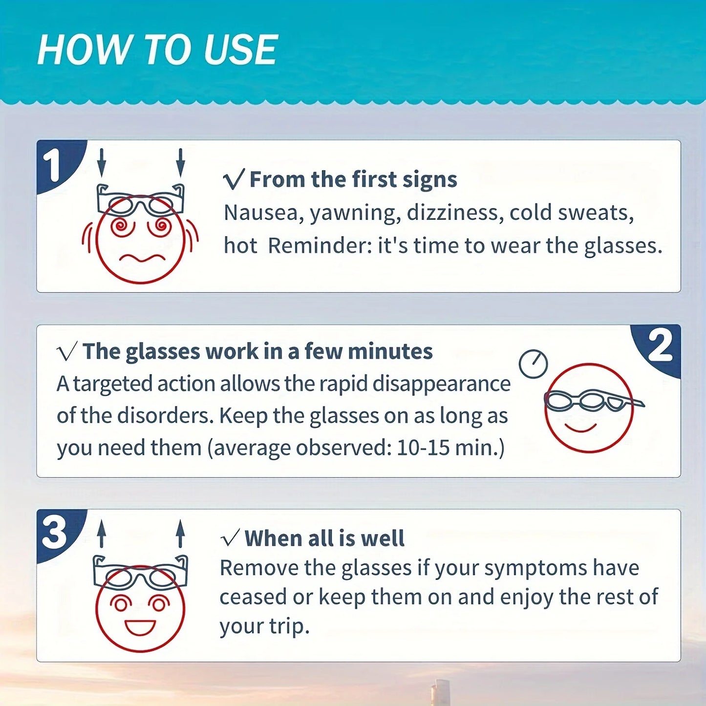 Kids' Motion Sickness Glasses - Ultra-Light Travel Essential for Car/Air/Sea and Cruise | Nausea Relief