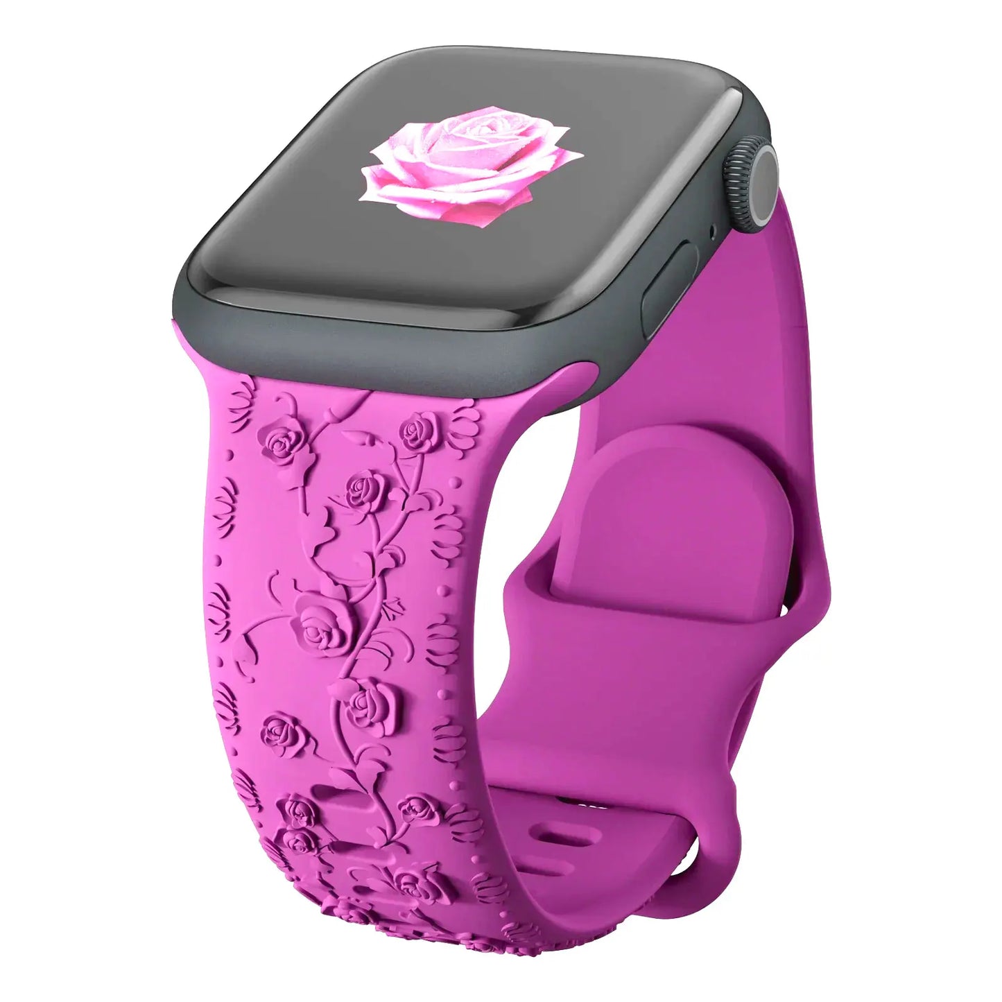 For Apple Watch Band 42mm 41mm 40 45mm 49mm 44mm Floral Engraved bracelet correa for iwatch series11 10 9 7 SE 6 8 Ultra 2 Strap