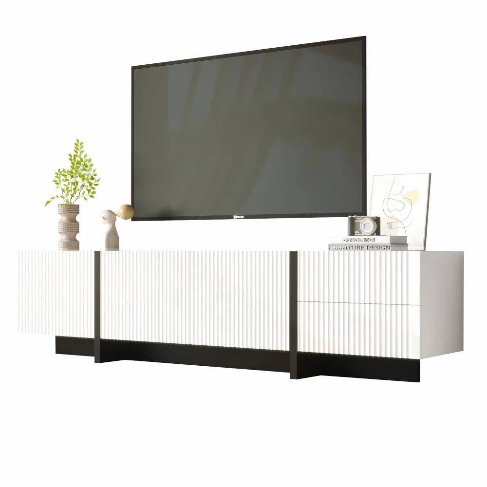 PINGGO Modern Large TV Cabinet 190cm Length Media Console with 3 Doors 2 Drawers, Storage TV Stand Entertainment Center