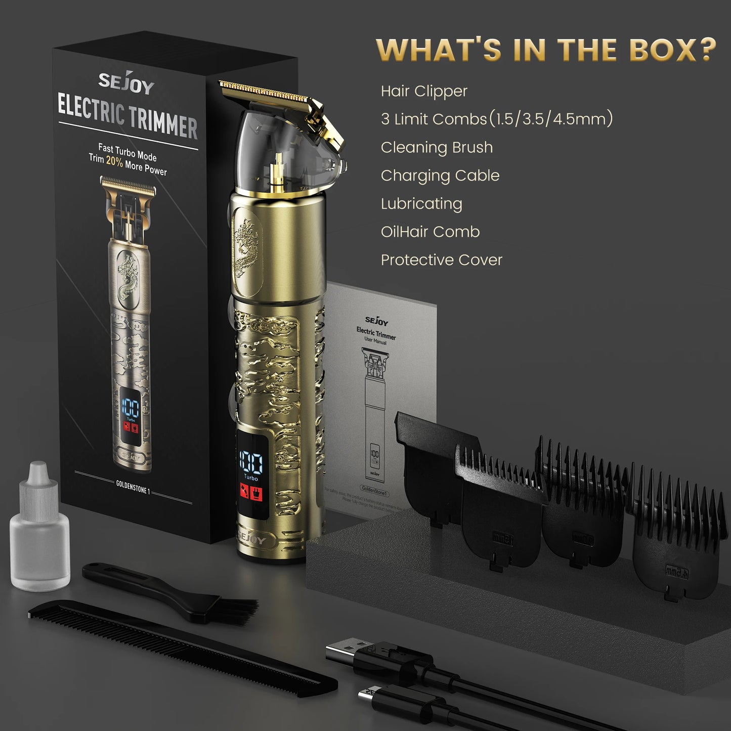 SEJOY Electric Hair Clipper for Men Professional Hair Cutting Machine Adjustable Precision  Adults Kids Cordless Hair Trimmers