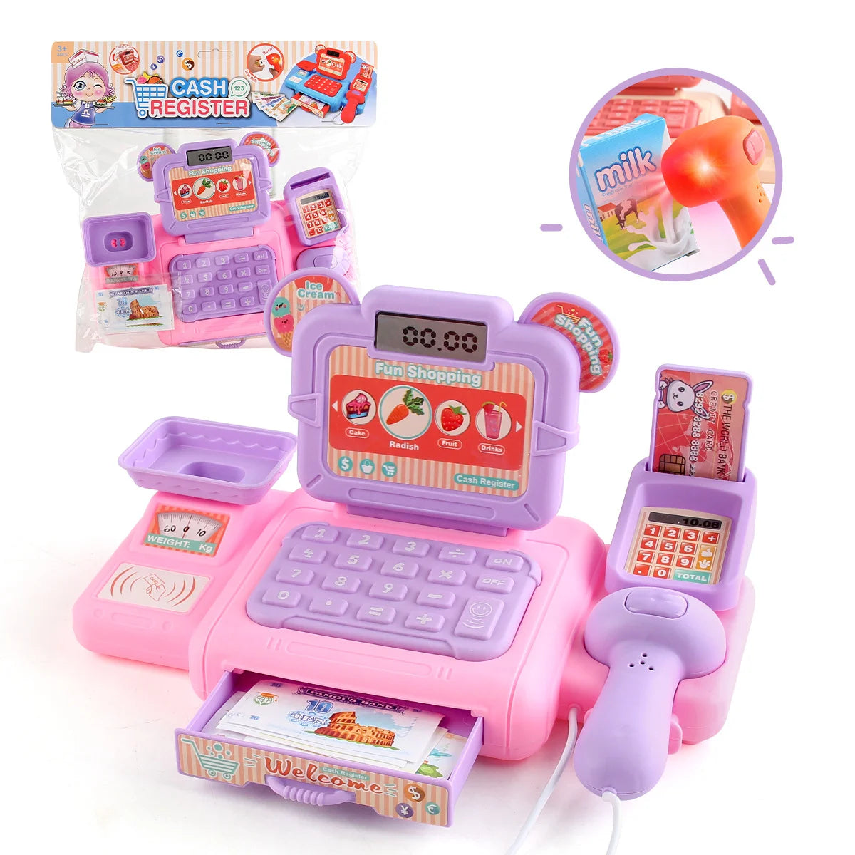 Simulation Shopping Cash House Toys Electronic Game Lighting And Sound Effects Supermarket Cashier Toys For children Gifi