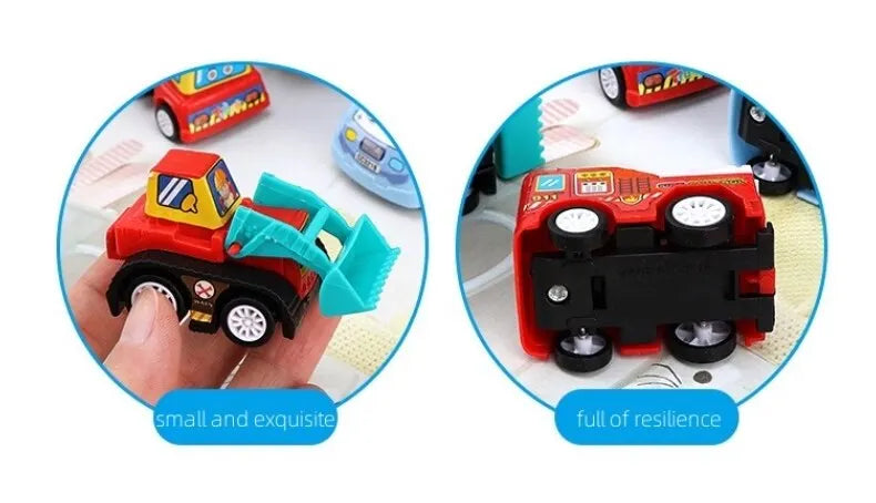6/12Pcs Mini Inertial Pull Back Engineering Car Set Cartoon Toys Birthday Gift
