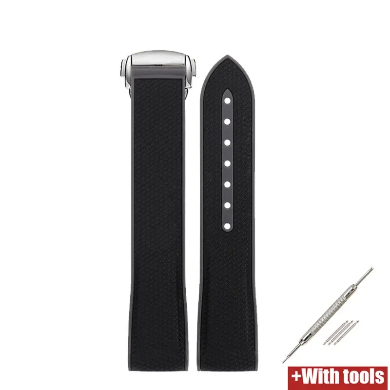 Curved End Strap 20mm for Omega X Swatch Joint MoonSwatch Sport Silicone Rubber Folding Buckle Watch Band for Seamaster 300