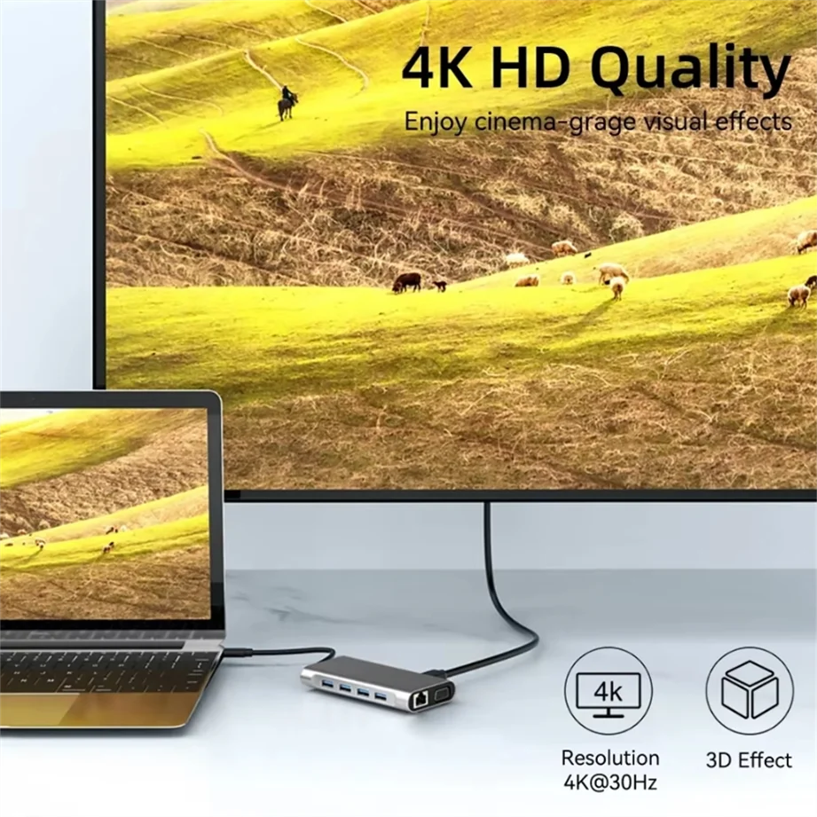 USB C HUB 4K 30Hz Type-C to HDMI-compatible USB 3.0 Adapter 11 in 1 Type C HUB Dock PD 87W USB C Splitter for MacBook Pro Air