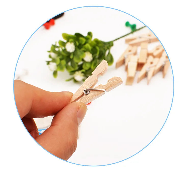 Mini 25mm Natural Wood Clip Clothes Organizer Photo Clip Clothespin Clothespin Wedding Party Wooden Clip  Pendant 10/100 Pcs