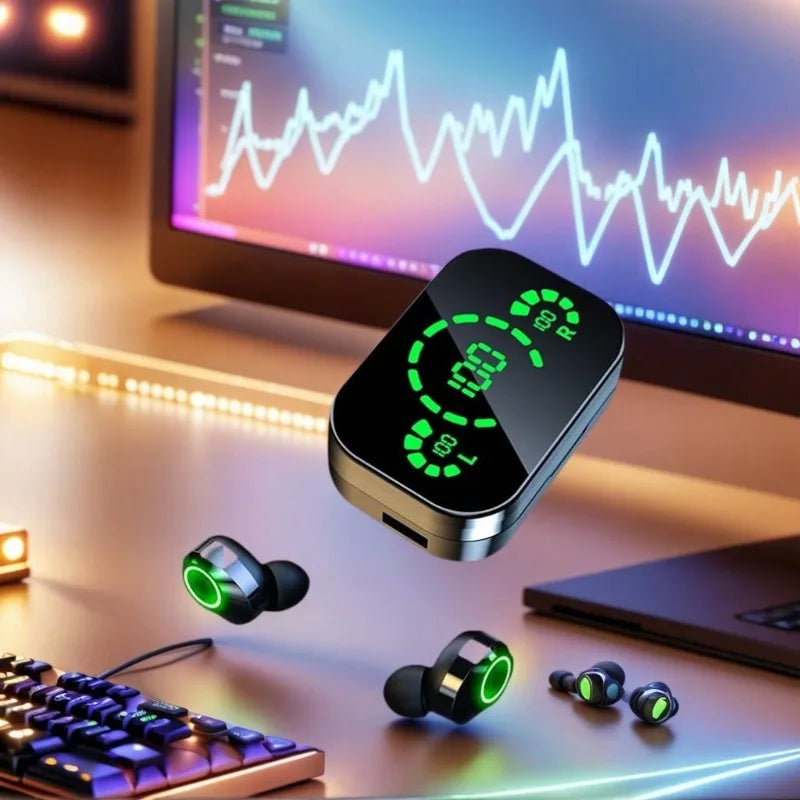 Original YD03 TWS Earphone Flashlight Wireless Headset 9D Noise Reduction New 5.2 Bluetooth Headphone With LED Power Display