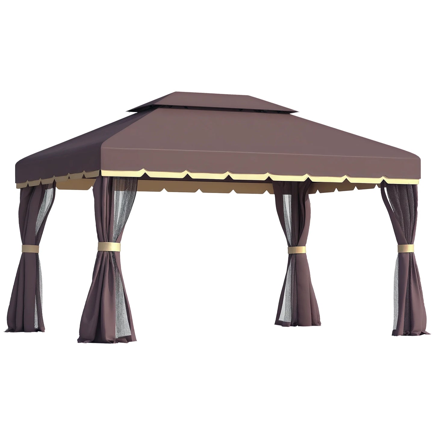 Outsunny 3 x 4m Aluminium Garden Gazebo, Marquee Canopy Shelter Pavilion Party Tent with Nets and Curtains