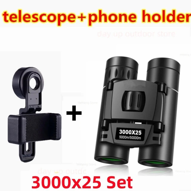 9000x25 HD Zoom Portable Powerful Binoculars Long Range BAK4 Telescope Jumelles Folding Optics for Outdoor Hunting Camping