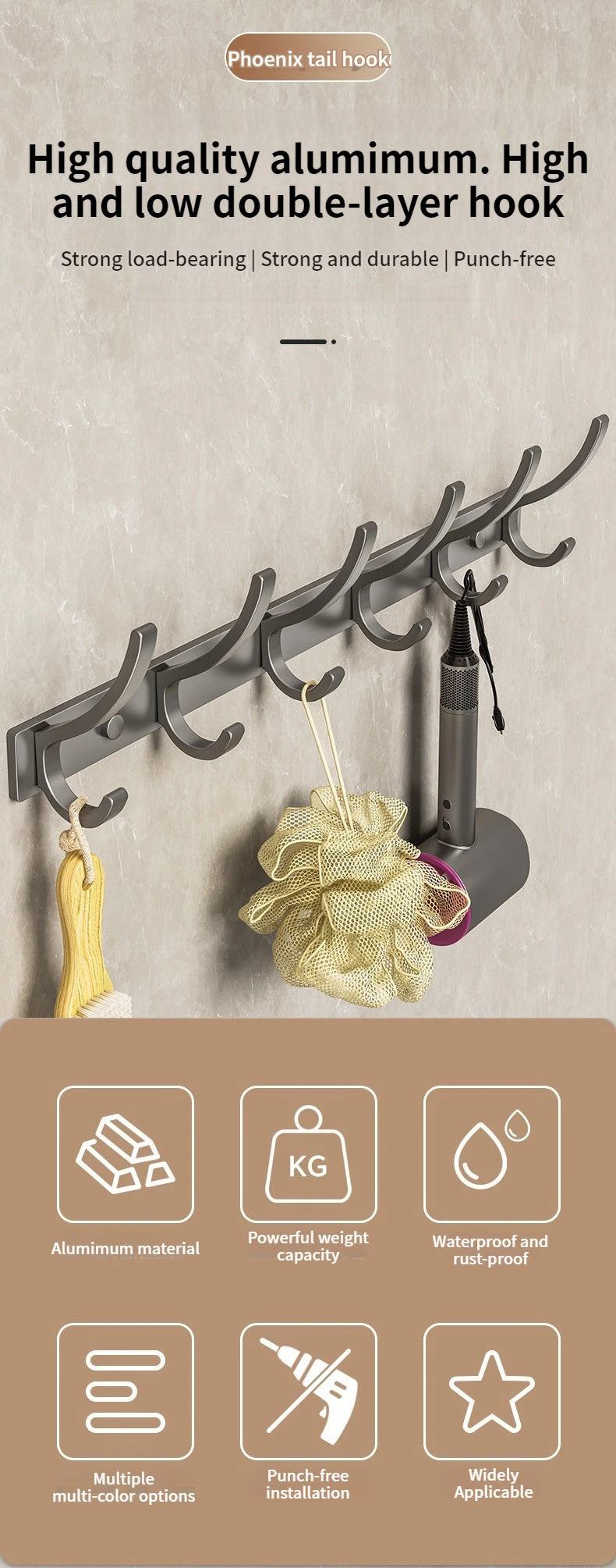 no drill Door Behind Hook Storage Wall Hanging Clothes Hanger Coat Hook Punch-free Bathroom Hanger Bedroom Organizer Storage Kit