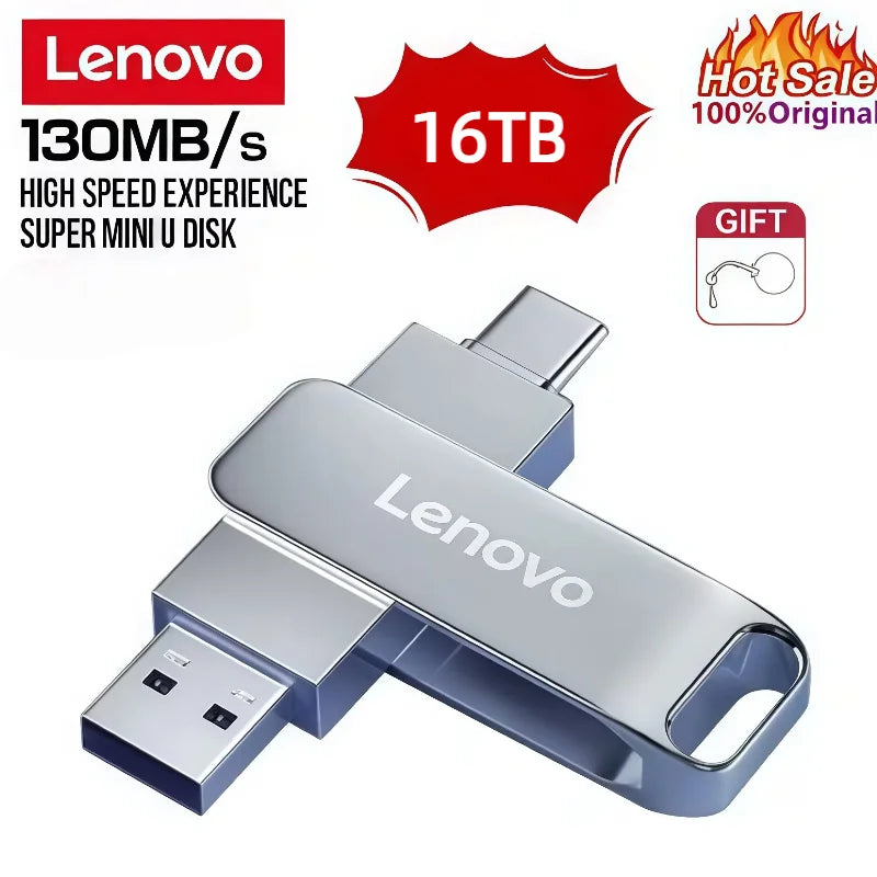 Lenovo USB 3.2 Flash Drives High Speed Transfer 16TB Metal Pendrive Memory Card Pendrive Flash Disk Memoria Waterproof Stick