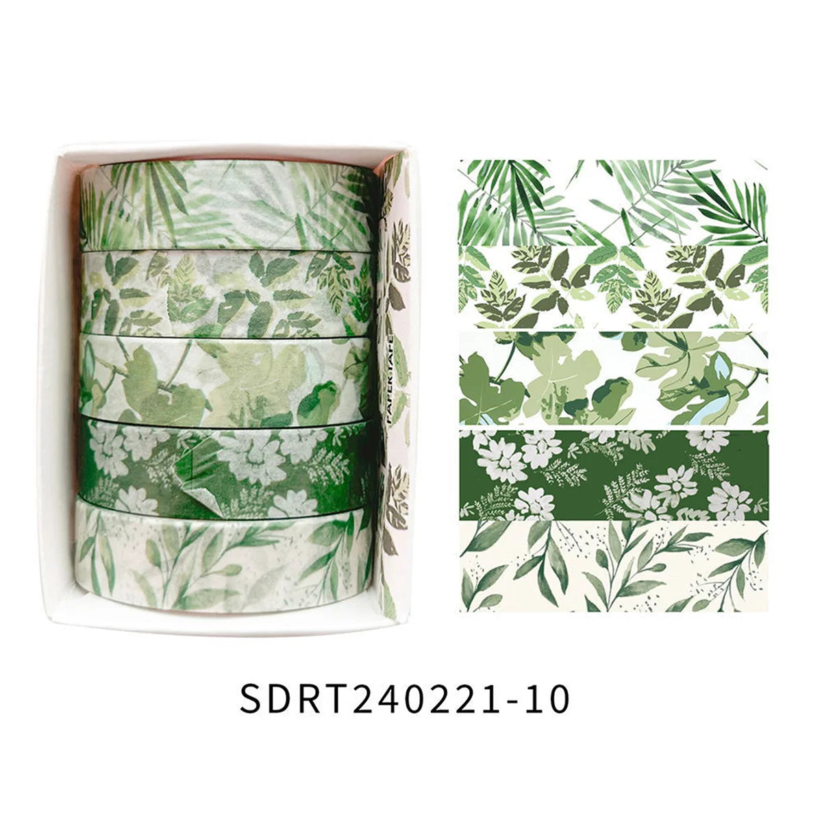 5 rolls of boxed romantic flower handbook tape, cute DIY fresh decorative washi tape for students, a must-have gift for students