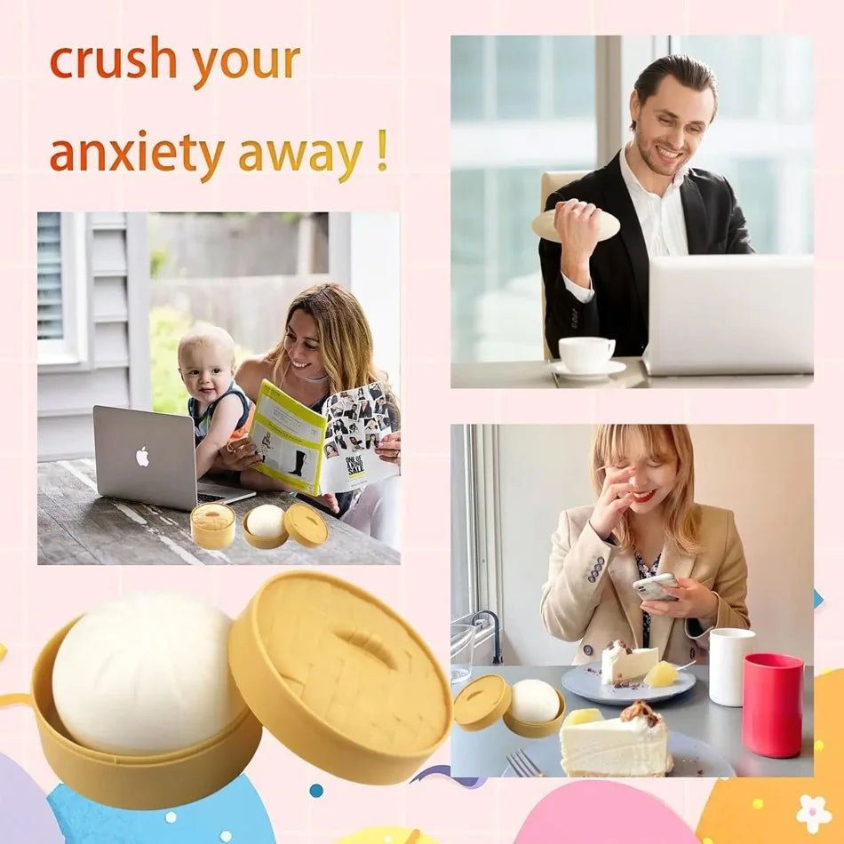 Dumpling Pressure Dumpling Squishies Cute Colorful Bun Toy Slow Rising Stress Relief Fidget Toy for Kids Adults Anti-Anxiety Gif