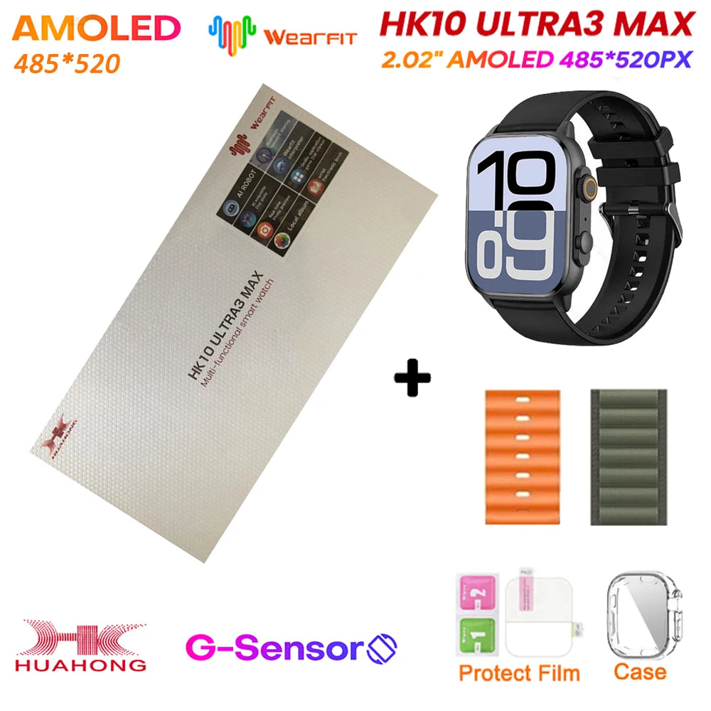 Original HK10 Ultra 3 MAX SmartWatch 2025 For Man Women 49mm HD AMOLED 4GB ROM AI ROBOT NFC GPS Smart Band Watch For IOS Android