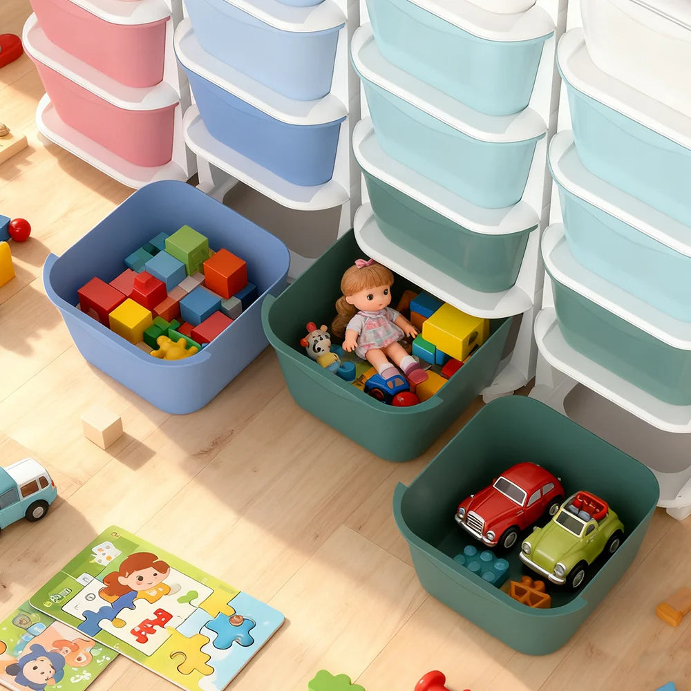 6/5 Tier Drawer Storage Cabinet Stackable Dustproof Storage Organizer with Wheels Floor-standing Storage Box Office Supplies