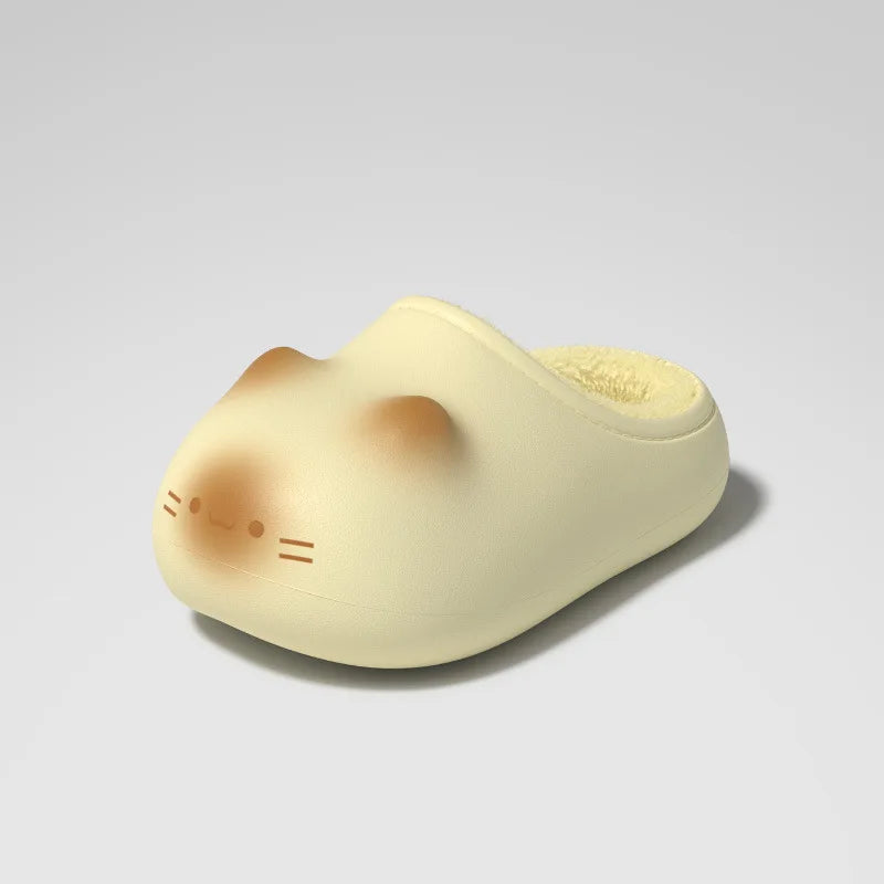 Kawaii Kitty Designer Slippers Women's Bottom Cat Paw Shoes Winter Warm Waterproof Mules Clogs Woman Kitten Home Slipper Adult