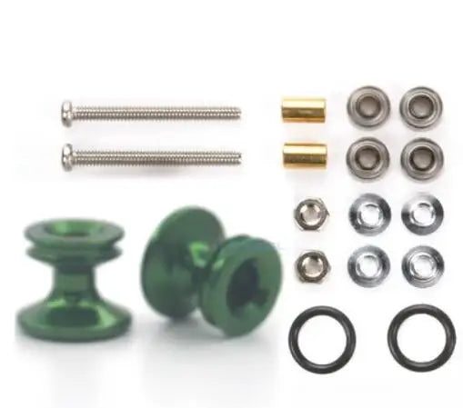 2pcs 15418 13-12mm Aluminum Alloy Guide Rollers 15461/15426 2023Jcup 95160 19mm Roller With Rubber Ring Tamiya Mini 4WD Homemade