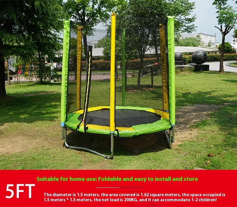 Outdoor Large Folding Trampoline with Safety Net Adult Coil Spring Bed Commercial Children Trampoline