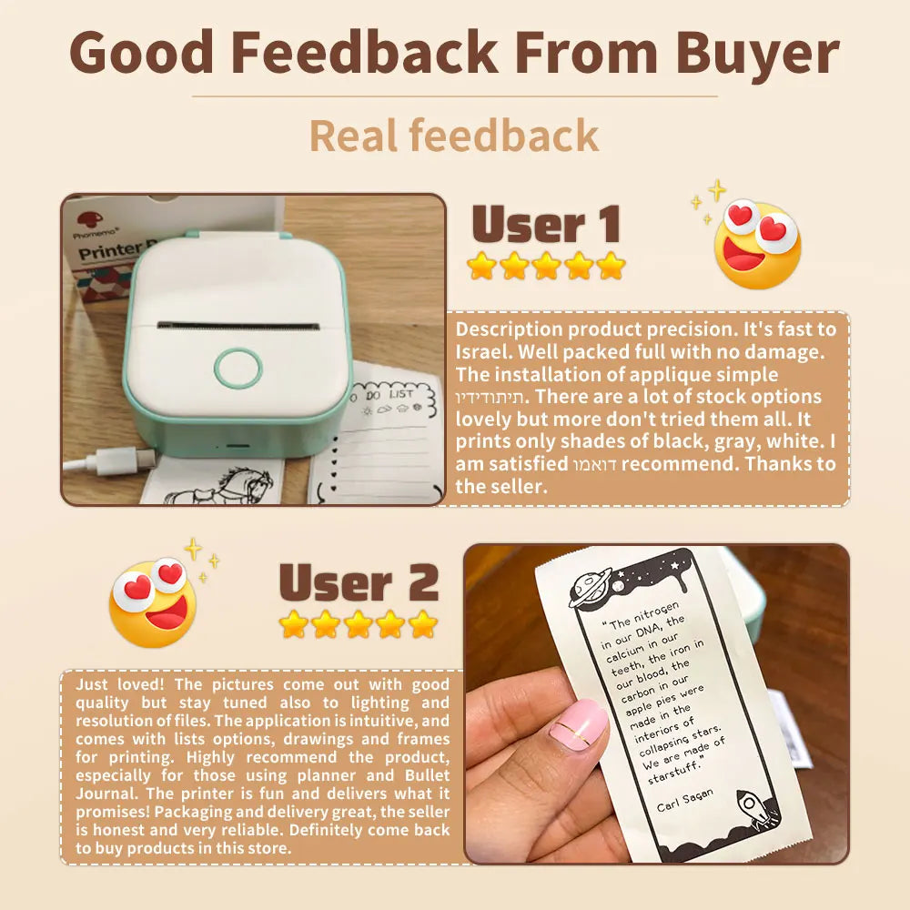Phomemo T02 Mini Printer Portable Printer Thermal Printing Sticker Wireless Inkless Pocket Printer Self-adhesive Label Printer
