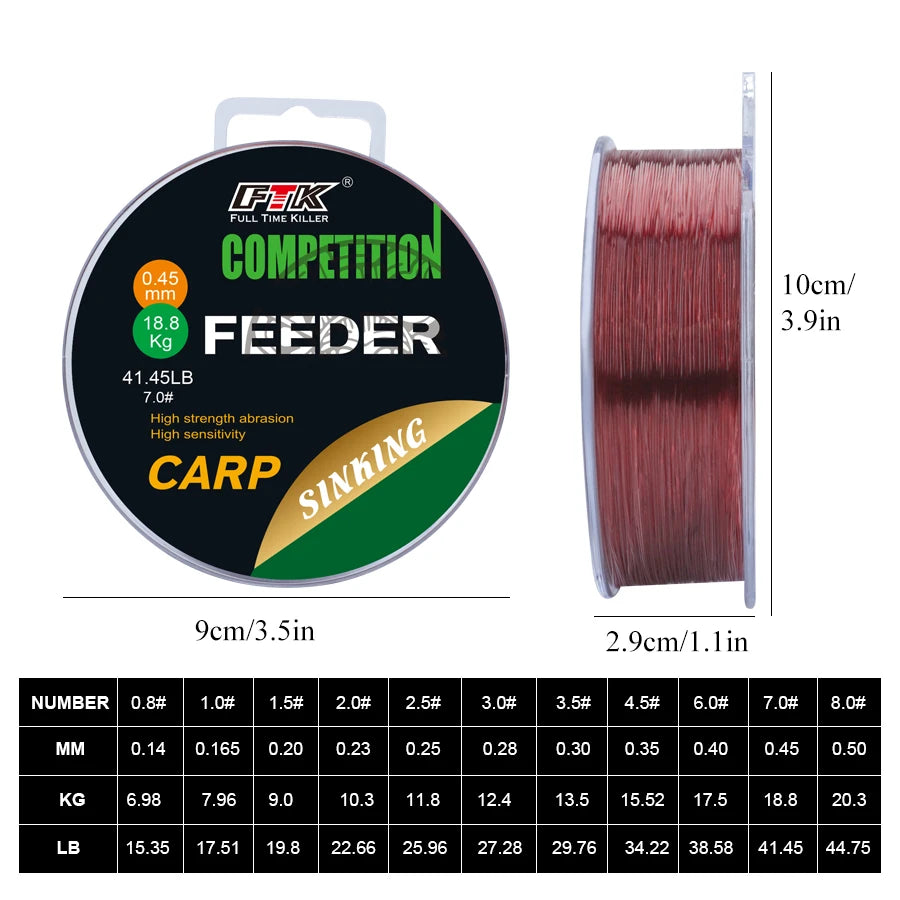 FTK 3D Invisible Carp Fishing Line Nylon150m/300m Super Strong Monofilament Fluorocarbon Tensile Spot Line for Pesca