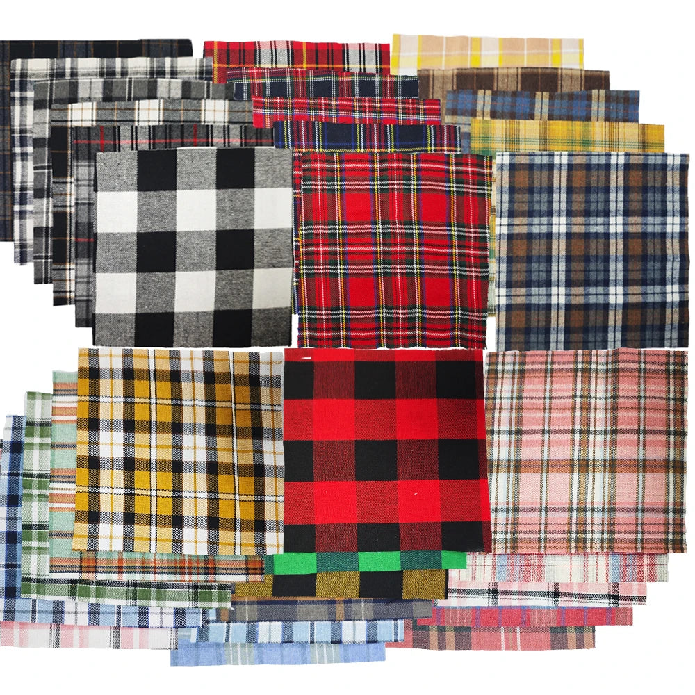 Teramila 25x25cm5-6PC/Lot Polyester-Cotton Plaid Patchwork Printed Cloth Sewing Quilting Fabric Needlework DIY Handmade Material