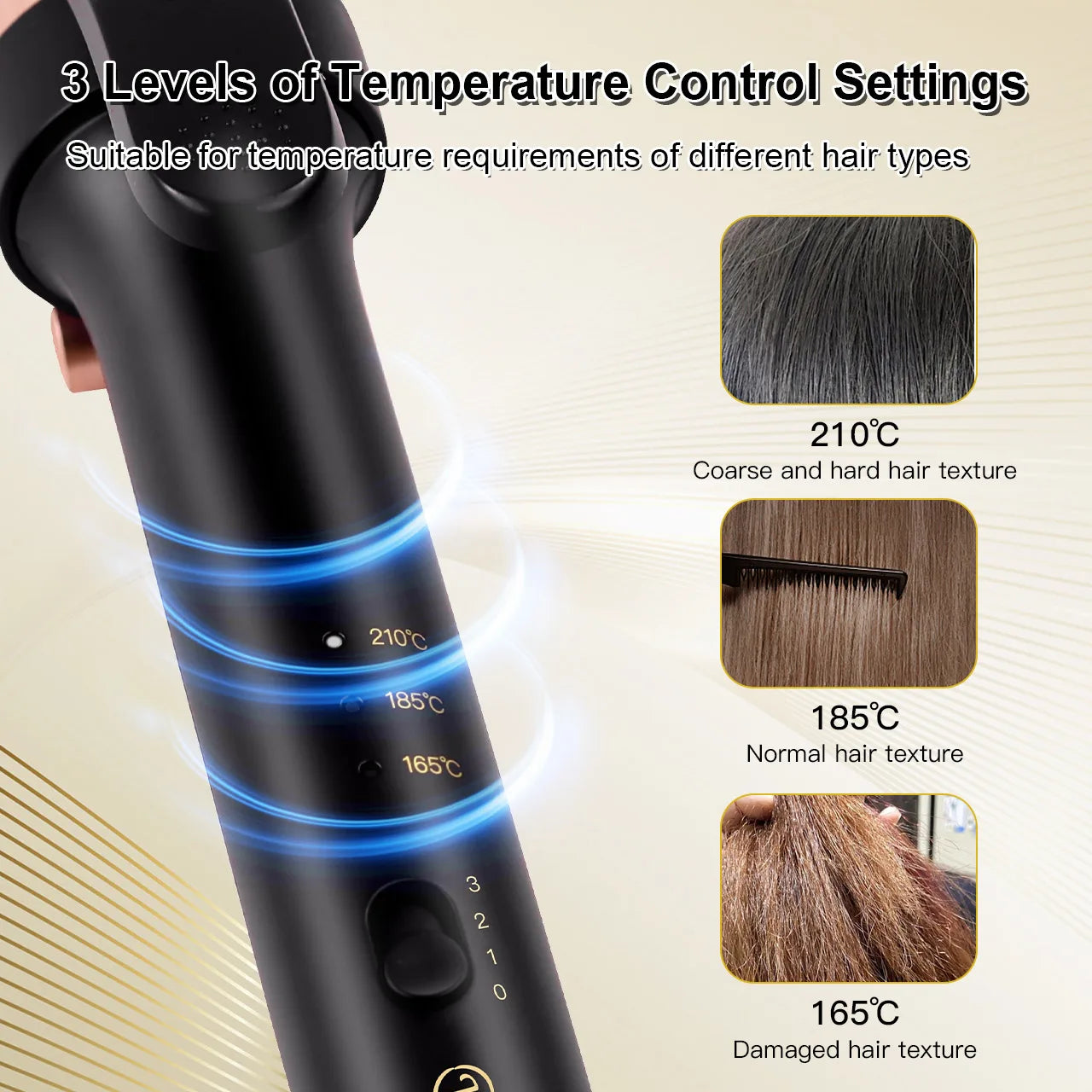 Hatteker Electric Curling Iron for Women 3-Level Temperature Control Ceramic Hair Protecting Curler Home Use Styling Tool US
