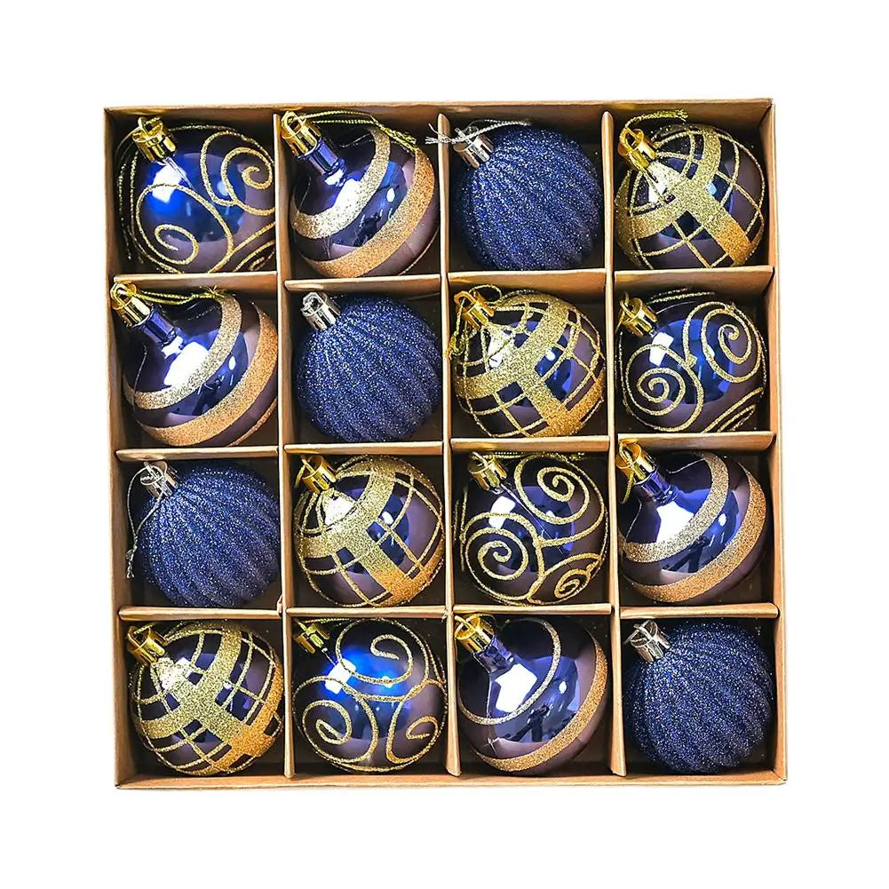 16PCs/Box 6cm Shiny Glitter Christmas Ball Ornaments Shatterproof Christmas Tree Hanging Ornaments Pendants Party Decorations