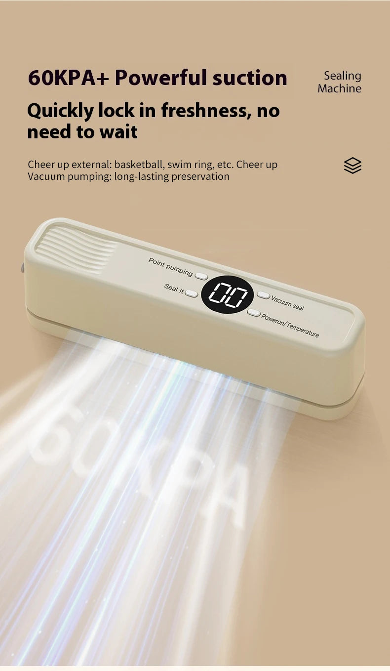 Handheld Mini Vacuum Sealer Rechargeable Design Automatic Sealing Machine Kitchen Food Storage Helper