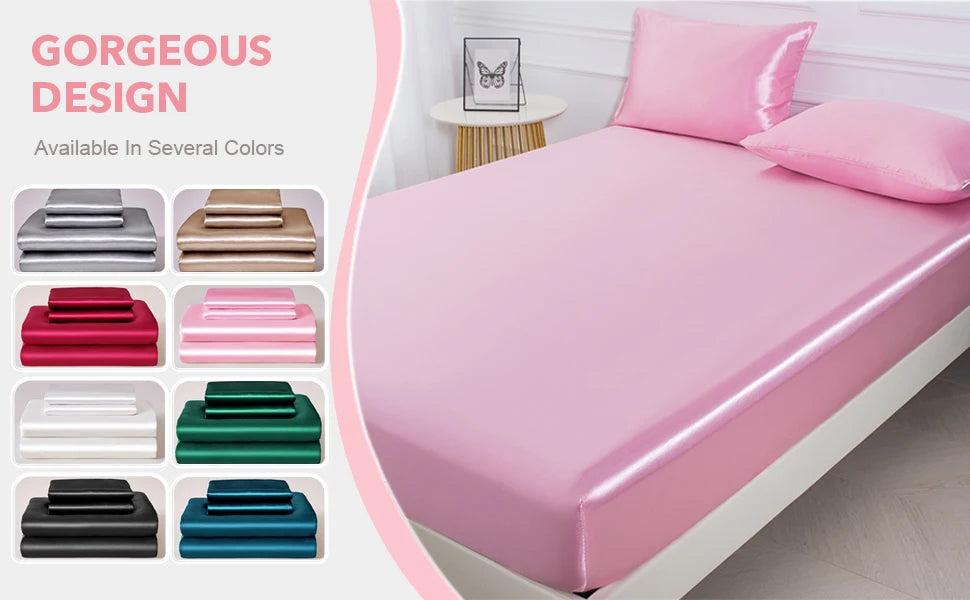2pcs Satin Pillowcase for Skin and Hair, Satin Pillow Cases Set of 2 Soft Breathable Smooth Cooling Pillow Covers for Sleeping