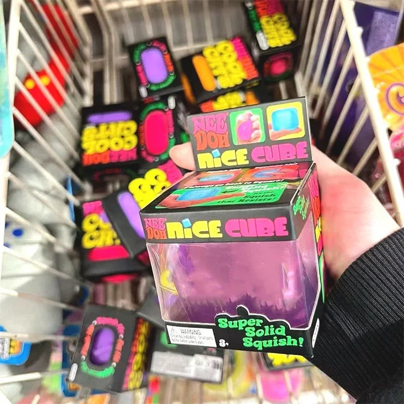Needoh Nice Berg Giant Sensory Cube Maltose Toy 4 Pack Mini Baby Teenie Cube Squeeze Slow Rebound Stress Reliever Sensory Play