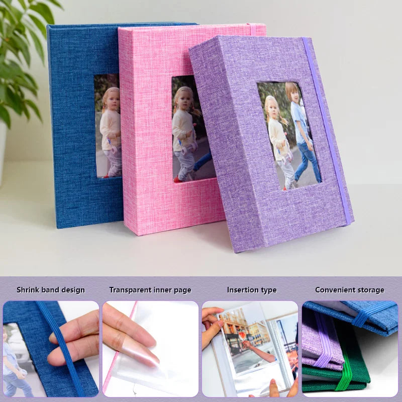 Album Insert Album Standard 6-inch, acid-free album with 52 vintage album with front window, wedding and family photo storage.