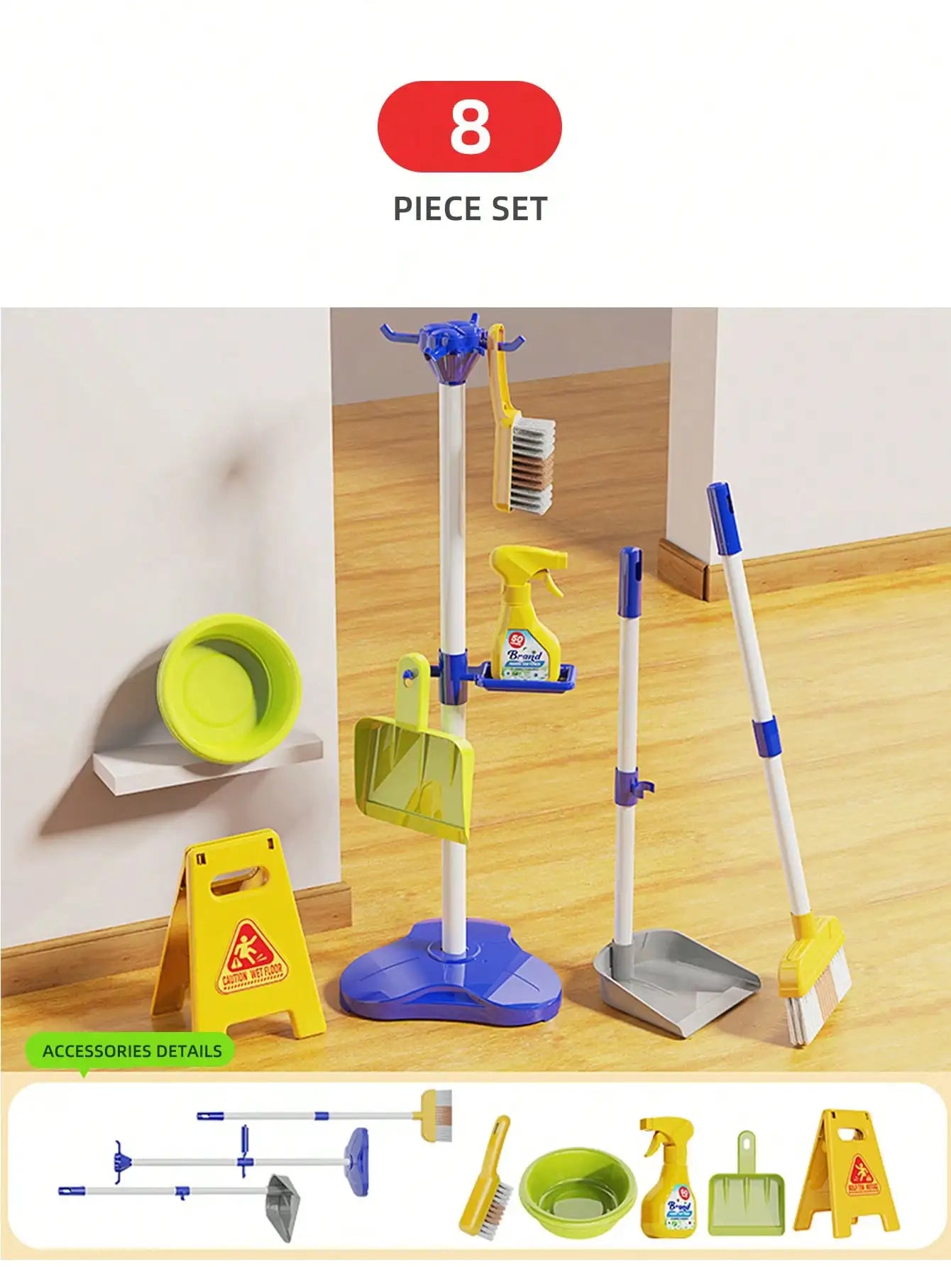 Kids Cleaning Toy Set Housekeeping Electric Vacuum Cleaner Tool Girls Pretend House Play Toys Broom and Mop Set for Kids Gift