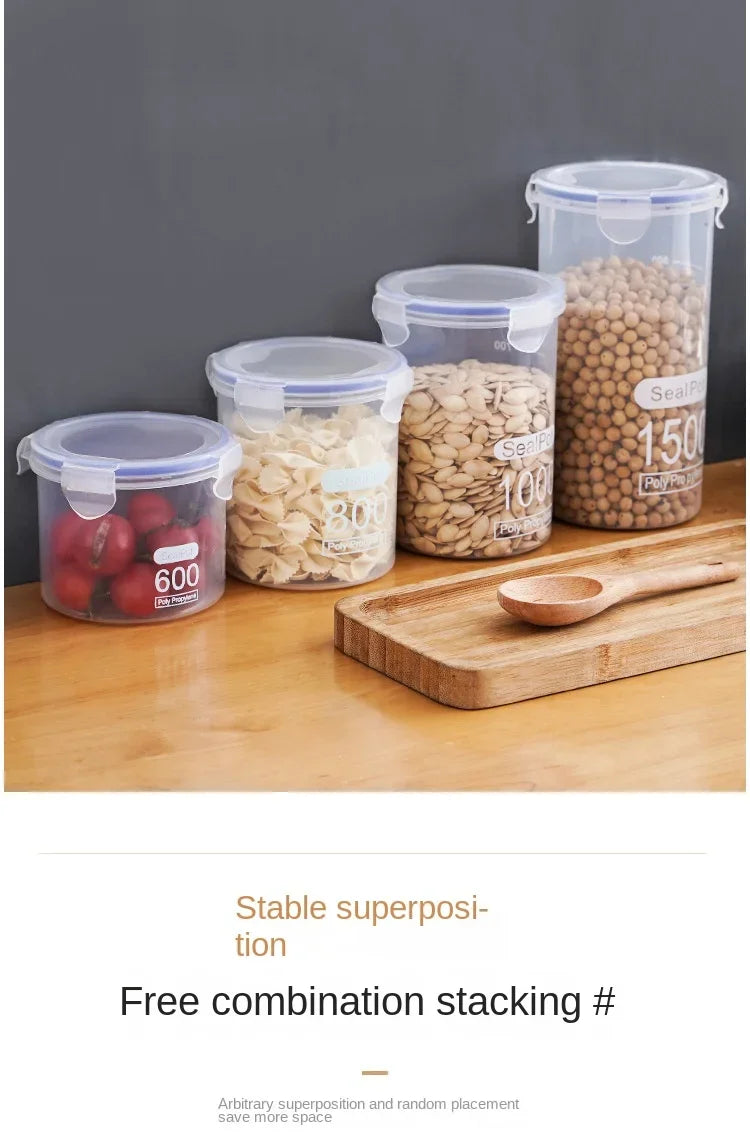 Plastic Sealed Storage Tank Large Capacity Clear Airtight Kitchen Organizer Grain Crisper Have Scale Spice Container Jars New