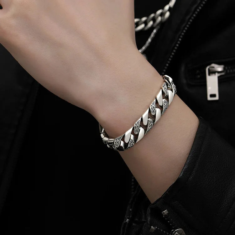 S925 Sterling Silver Timeless Vine Garland Buckle Retro Punk Tank Bracelet Jewelry Creativity Gift Factory Price