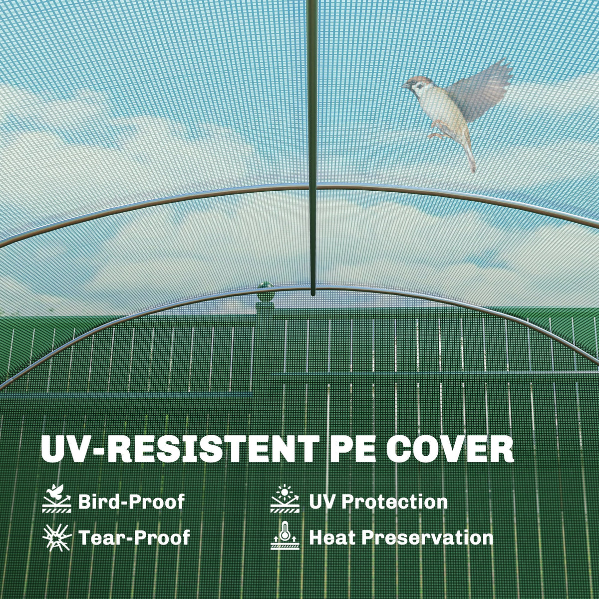 Outsunny 19 x 9.8ft Walk-In Polytunnel Greenhouse - Green