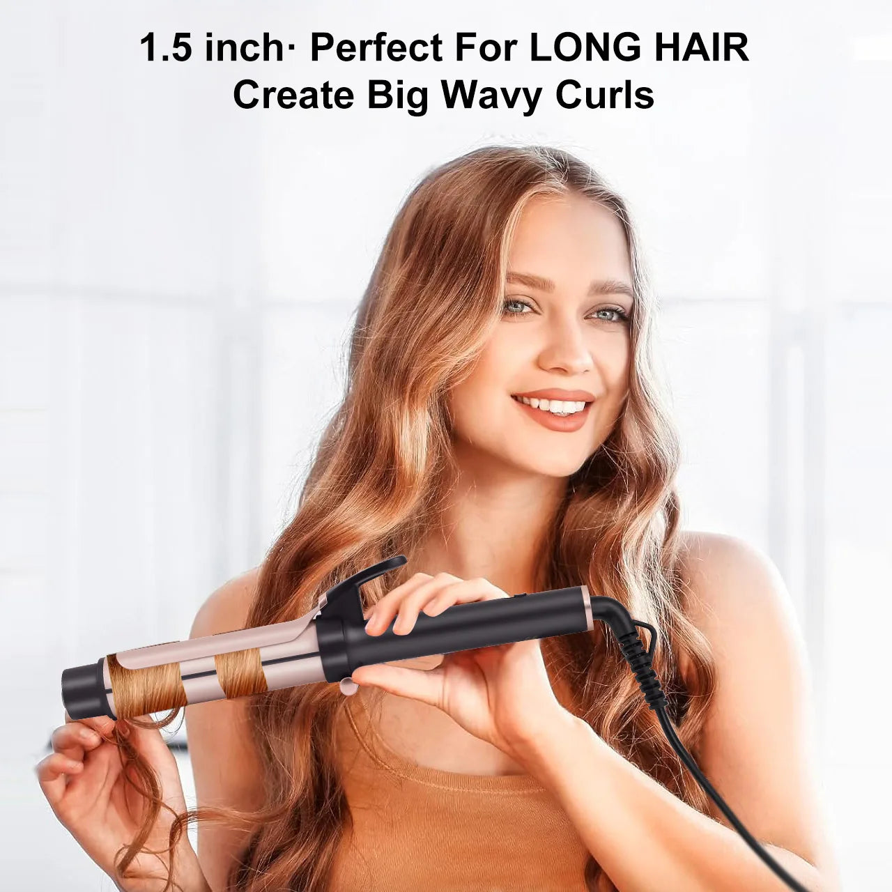 Hatteker Electric Curling Iron for Women 3-Level Temperature Control Ceramic Hair Protecting Curler Home Use Styling Tool US