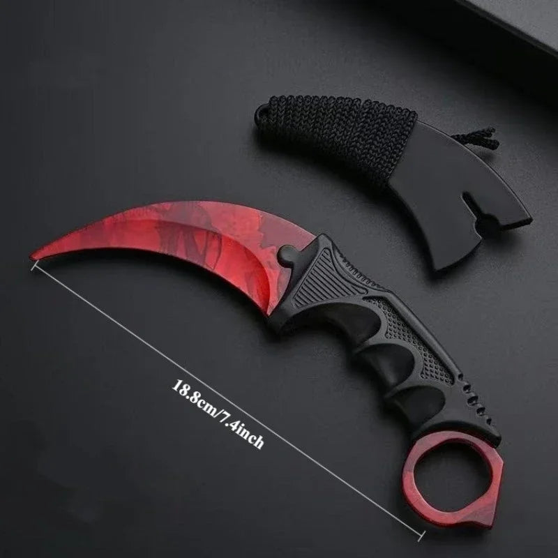 Unsharpened Safety Karambit Gift Knife Toy No Sharp Blade Cosplay Prop Plastic Training Knife for Role Play Game Collection