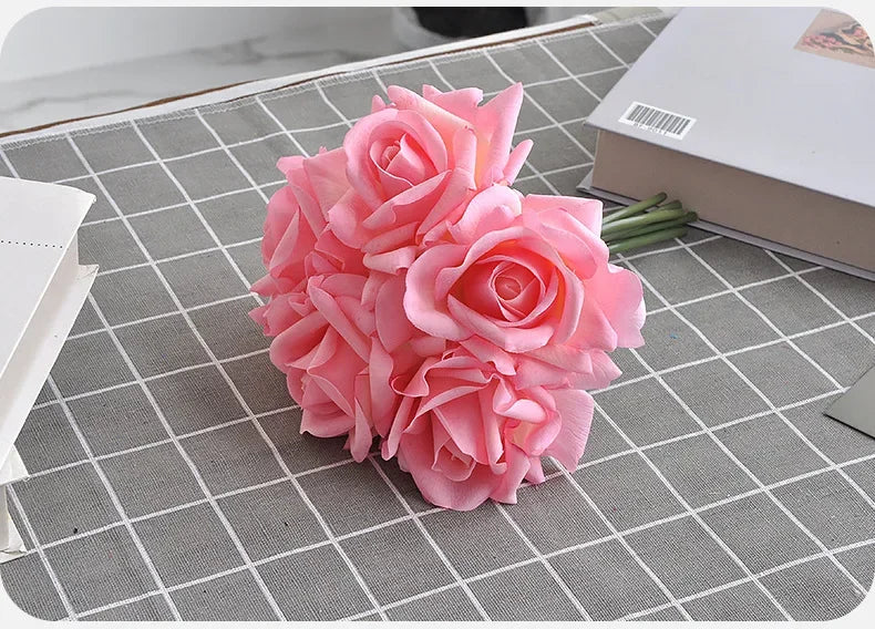 5 Head Curled Rose Bouquet with Artificial Moisture Sensation High-end Silk Flower Home Decoration Wedding Decoration