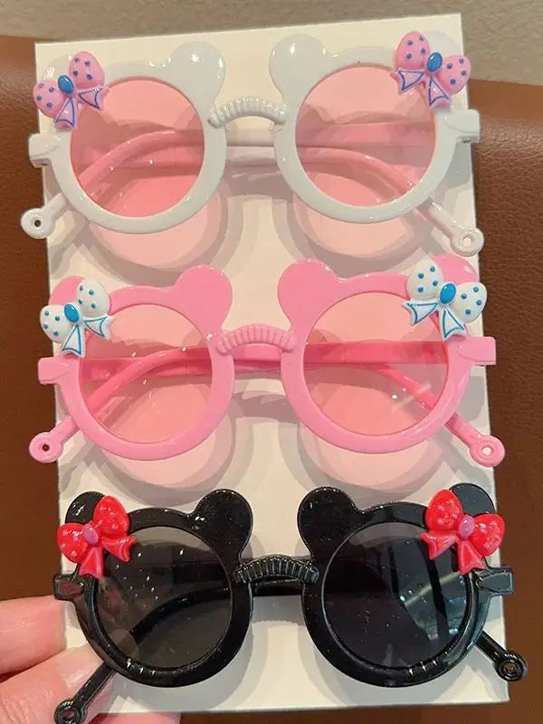2/3Pcs Boy Girl Cute Bear Frame Bowknot Kids Children Fashion Glasses Eyewear