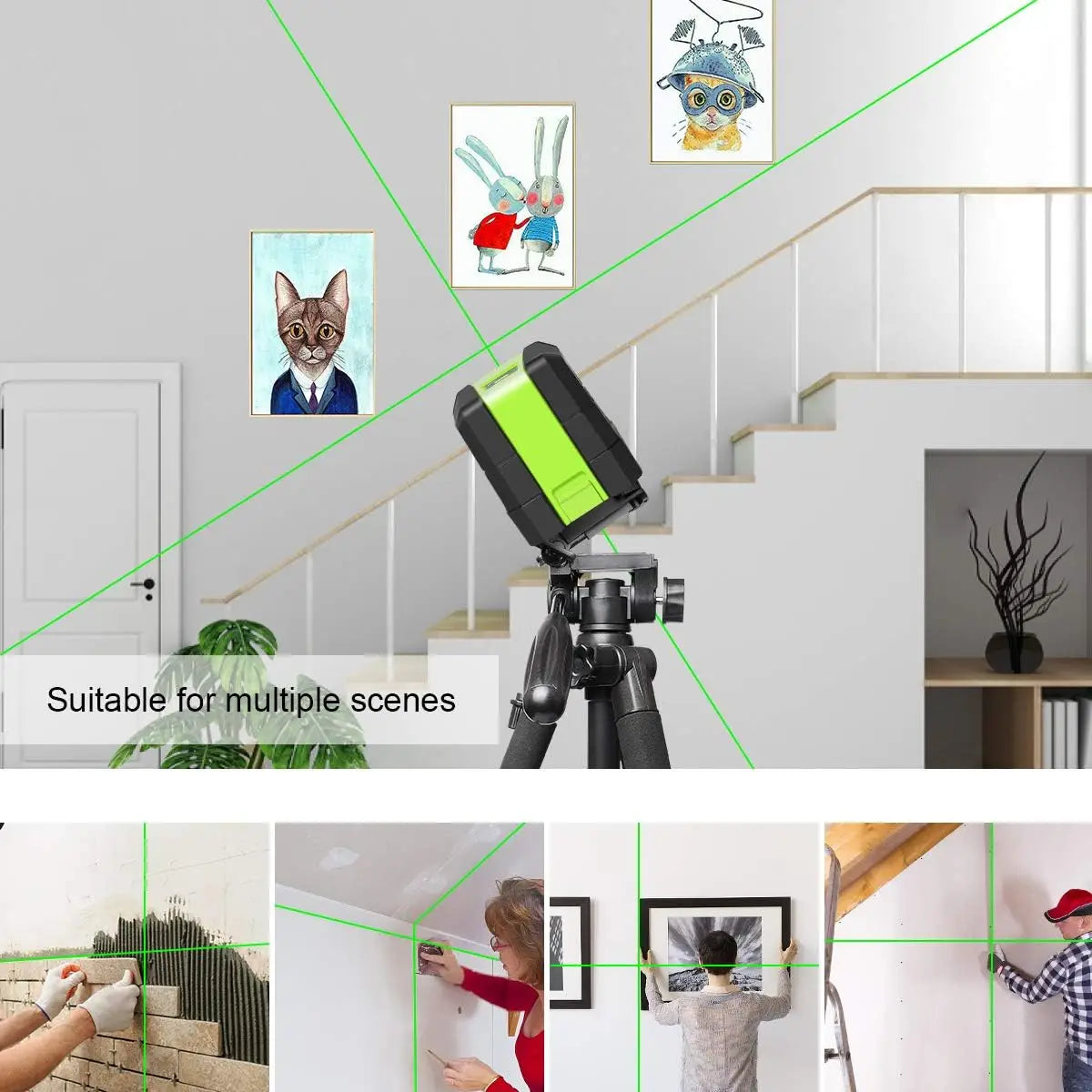 Huepar 2 Lines Laser Level Self Levelling ( 4 degrees) Green Red Beam Laser Horizontal & Vertical Cross-Line with Magnetic Base