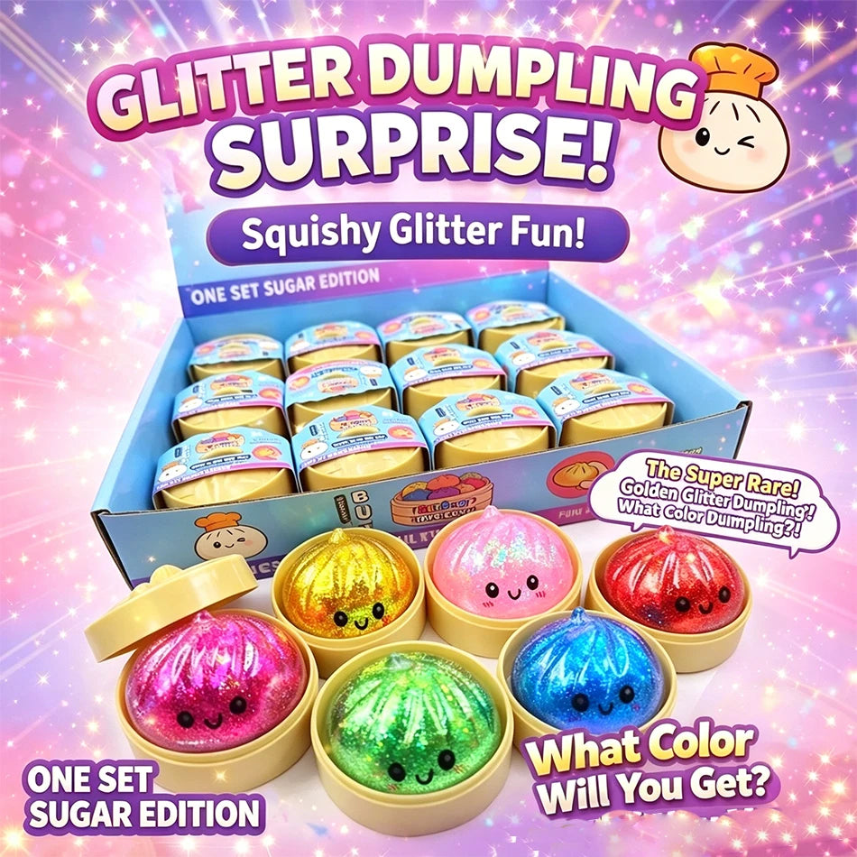 Mini Glitter Dumpling Squishy ULTRA RARE Gold Glitter Hidden Edition Dumpling Sensory Steamer Soft Dough Ball for Stress Relief