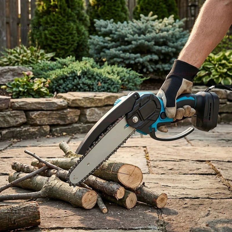 6Inch Cordless Electric Chainsaw Rechargeable No Battery Lightweight Power Tool for Woodcutting Gardening Makita 18V Compatible