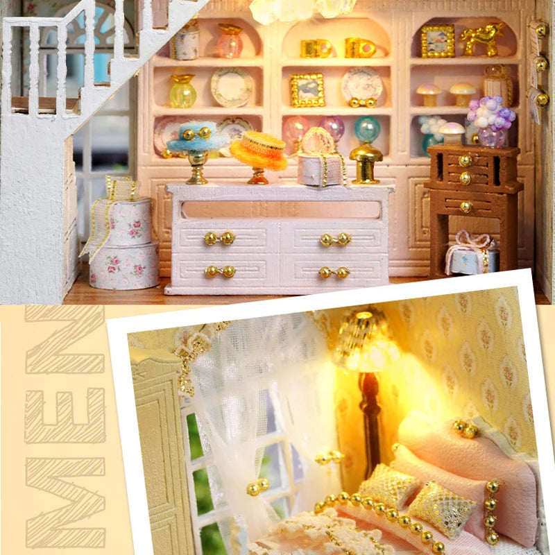 DIY Wooden Doll Houses Mini Assembly Handmade Small House Creative Scene Decoration DollHouse For Toys Birthday Gifts
