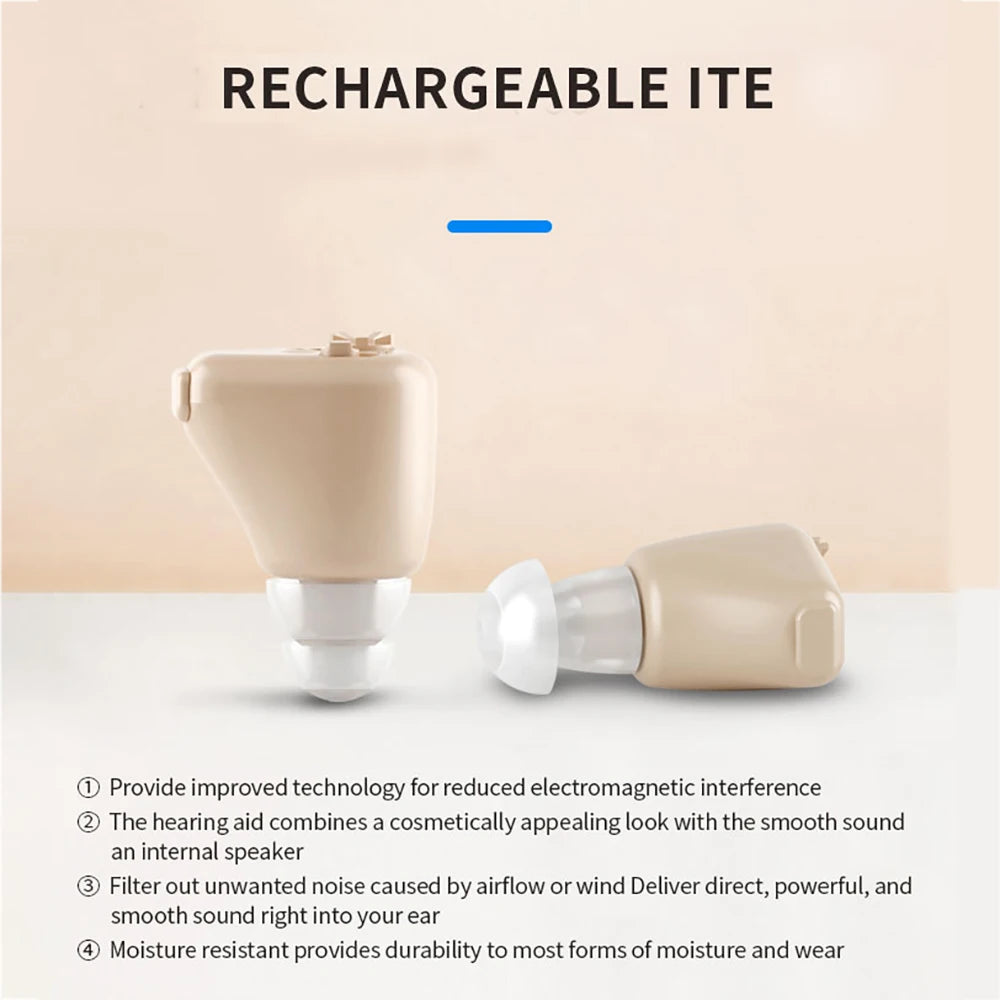 Rechargeable Mini In-Ear Sound Amplifier Wireless Headset Hearing Aid Device with Battery Ear Handset Tool for Deaf