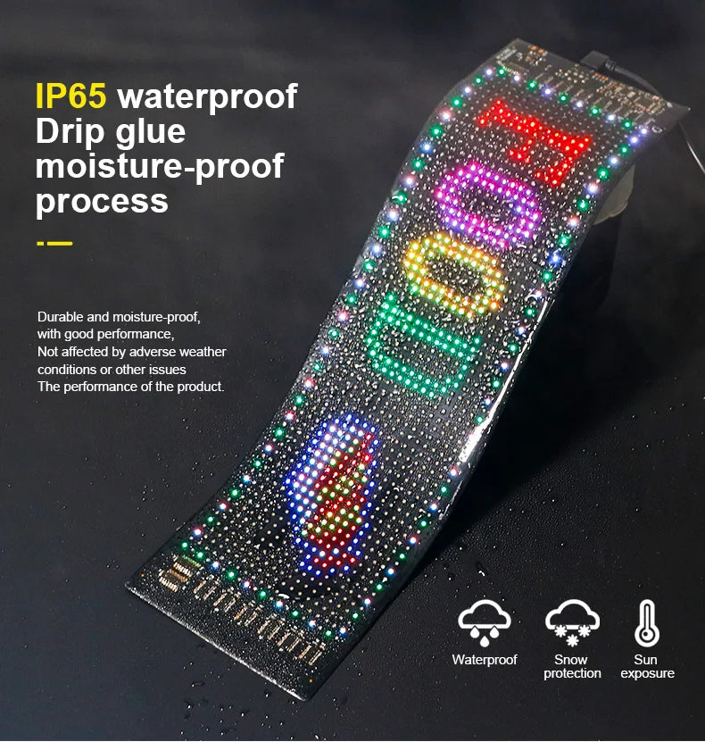 Car Scrolling Advertising Display Programmabl USB APP Control Customizable DIY Bluetooth RGB LED Sign Text Pattern Animation 5V